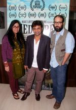 Rajita Sharma, Rajpal Yadav and Vivek Budakoti at a promotional event of their film Pied Piper